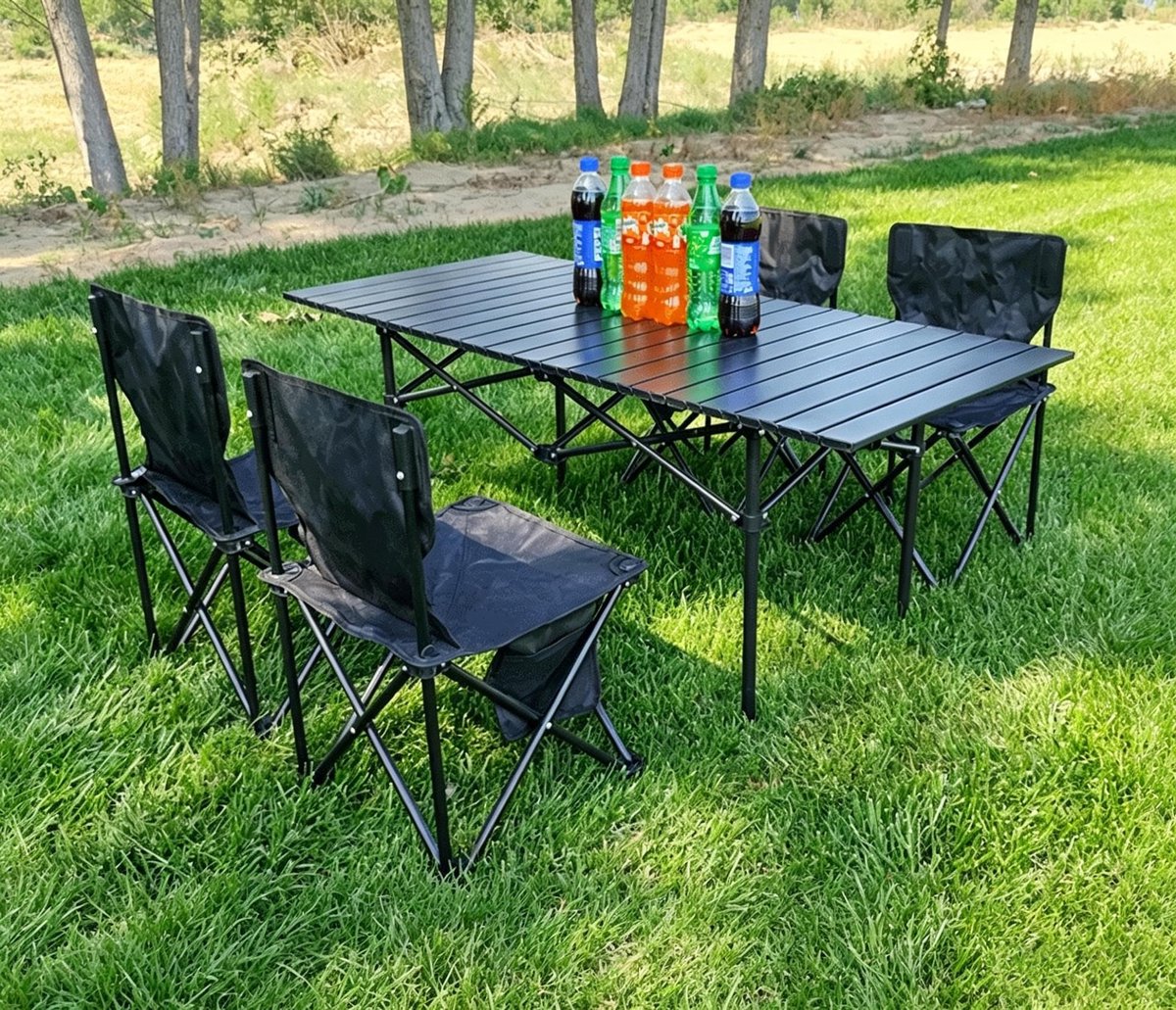 Zwarte extra grote (39x39 cm) opvouwbare campingstoel – ook geschikt om op te schetsen – voorzien van een zijvak een draagbare opvouwbare stoel die ideaal is voor kamperen vissen en gebruik in de tuin — cadeau in Sport & Outdoor - foto 2