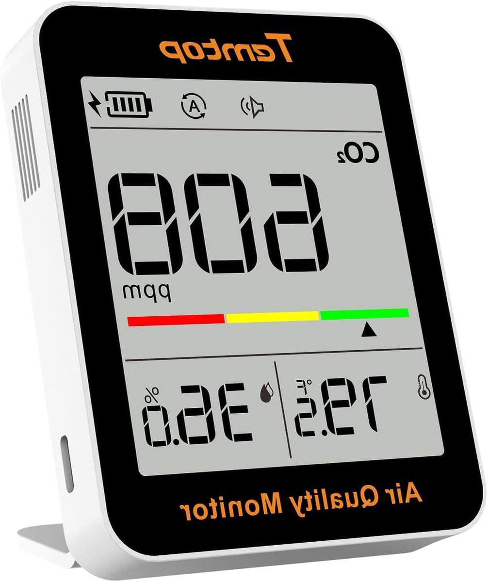 Luchtkwaliteit Monitor - CO2 Meter - Binnenlucht Meten - Real-time Metingen - 14 x 32 cm - Wit