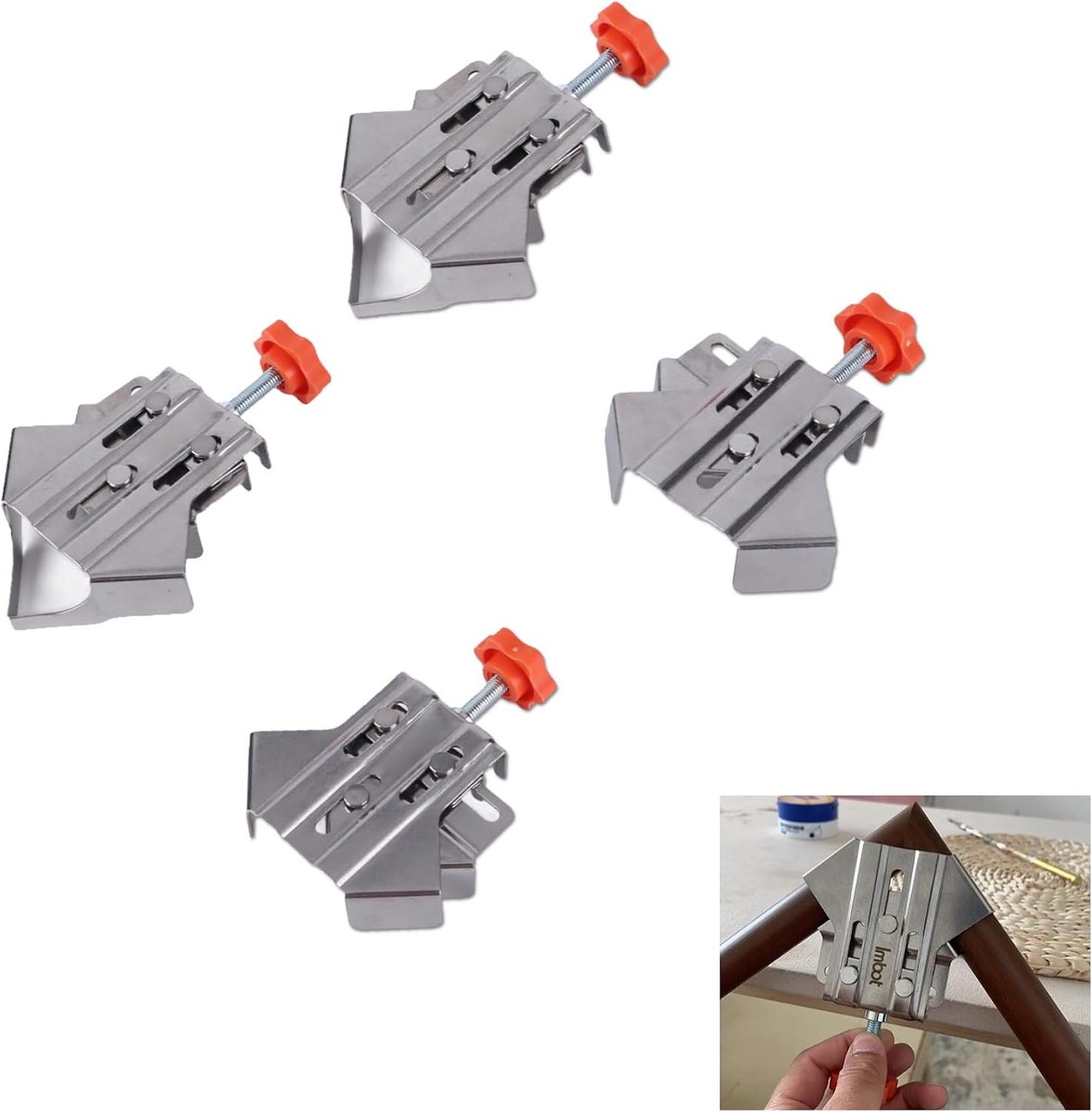 SnelShoppen - 4 x RVS Hoekklemmen Open Gesloten 90 Graden Verstelbaar Rechthoekig voor Houtbewerking - Duurzaam en Roestvrij