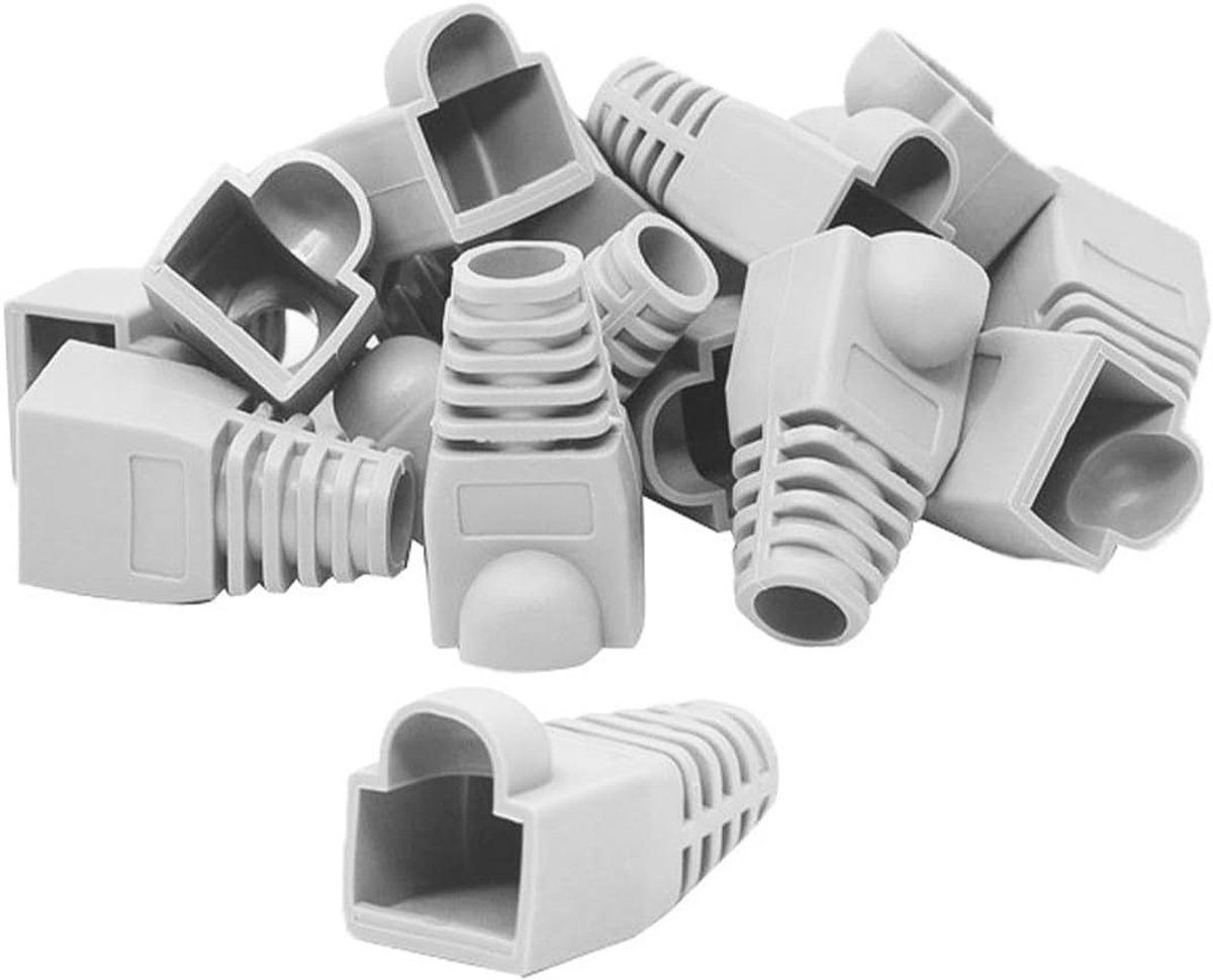 SnelShoppen - 100 Stuks RJ45 Beschermhoezen Netwerkkabel Mofjes voor Ronde RJ45 Kabels en Connectoren, Waterdicht, Stofdicht, Zacht Plastic