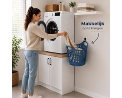 Opvouwbare Wasmand Blauw - 18 Liter - Inklapbare Kunststof Wasmand met Handgrepen - Ventilerend en Ruimtebesparend - Ophangbare Wasgoedmand