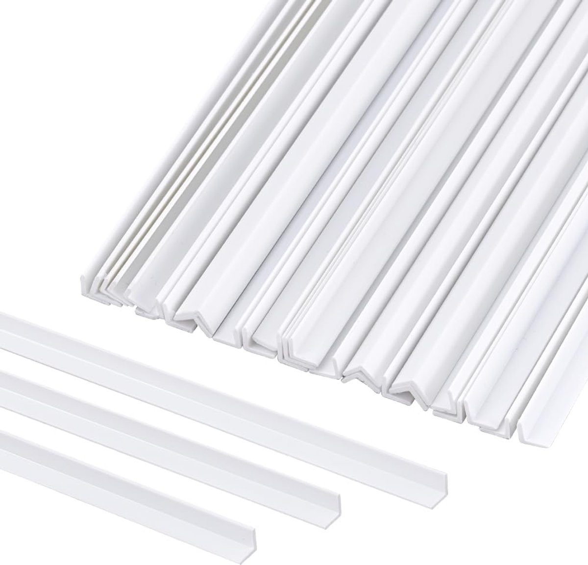 SnelShoppen - Pack van 30 L-vormige Rectangular Staven 252 x 5.5 mm van ABS Kunststof voor Modelbouw, Creatieve Projecten en Decoratie in Wit