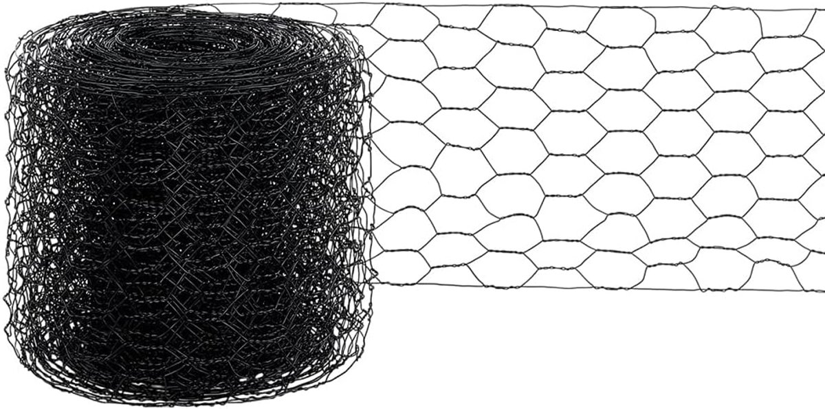 SnelShoppen - Kippengaas 0.1 x 10 m Hexagonaal Draadgaas IJzeren Draadhek Licht Creatief Net Tuin Draadaccessoires voor Knutselwerk en Tuin Bloemen Zw