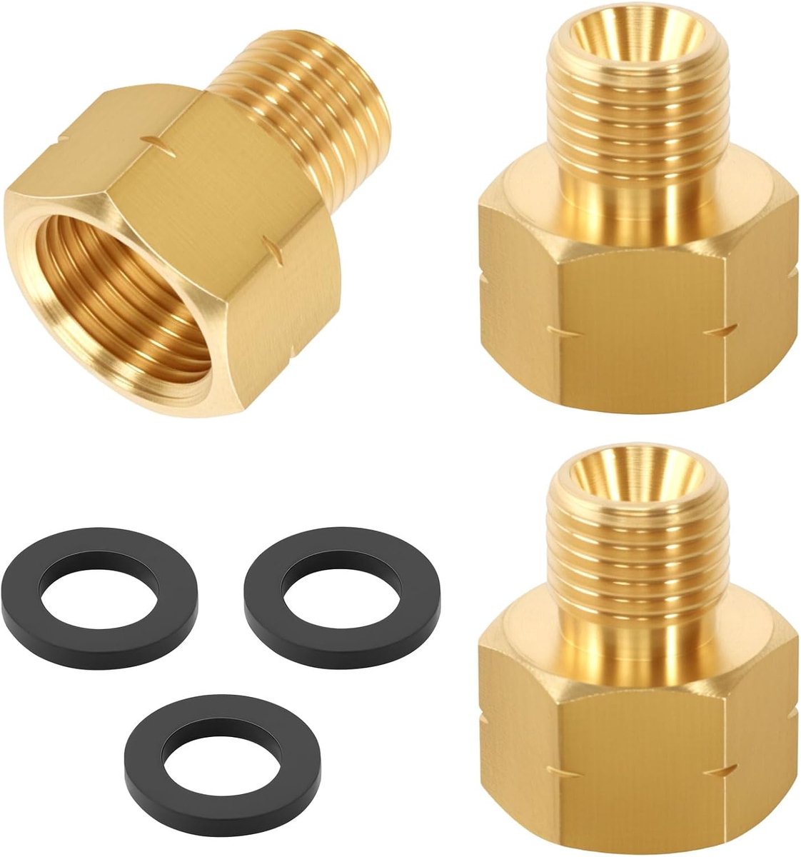 3 Pcs Brass LPG Gas Adapter, 3/8 Inch Female Thread x 1/4 Inch Male Thread Left Brass Gas Adapter, Gas Stove Fixtures - ShopVlot