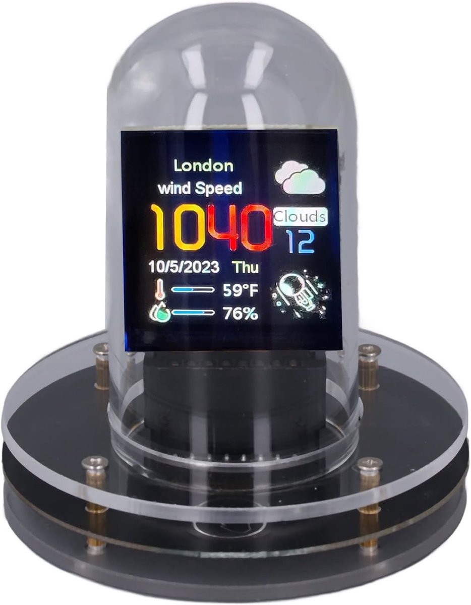 SnelShoppen - Digitale Nixie Tube Klok met IPS-LCD Display, Quartz Glas, 12/24 Uur Weergave, Weerfunctie voor Slaapkamer en Woonkamer