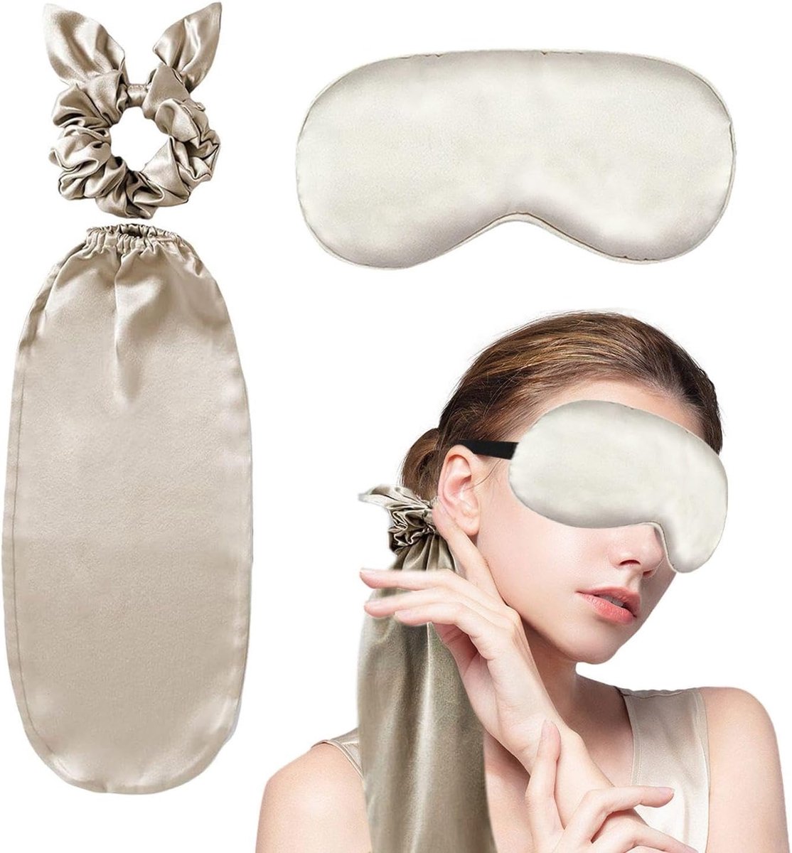 SnelShoppen - Haarverzorgingscap, Elastische Haarring, Slaapmasker - 1 stuk Haarverzorgingsaccessoires - Khaki - Ideaal voor Thuisgebruik en Ontspanni