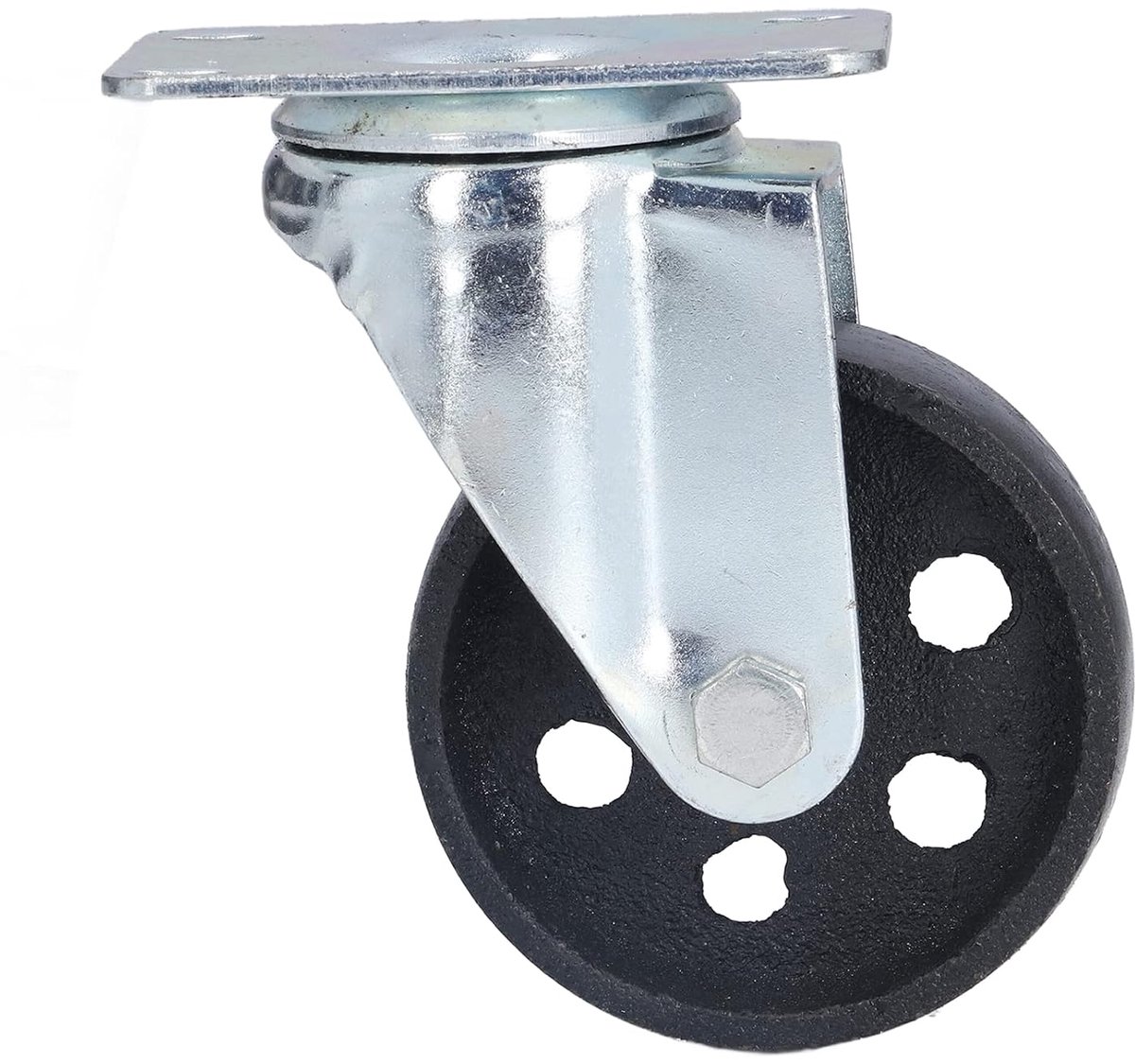 SnelShoppen - Gietijzeren Karwielwielcaster 90 Mm Wieldiameter, Zware Plaatcasters met Dubbele Lager, Stevige Structuur voor Efficiënte Beweging van K