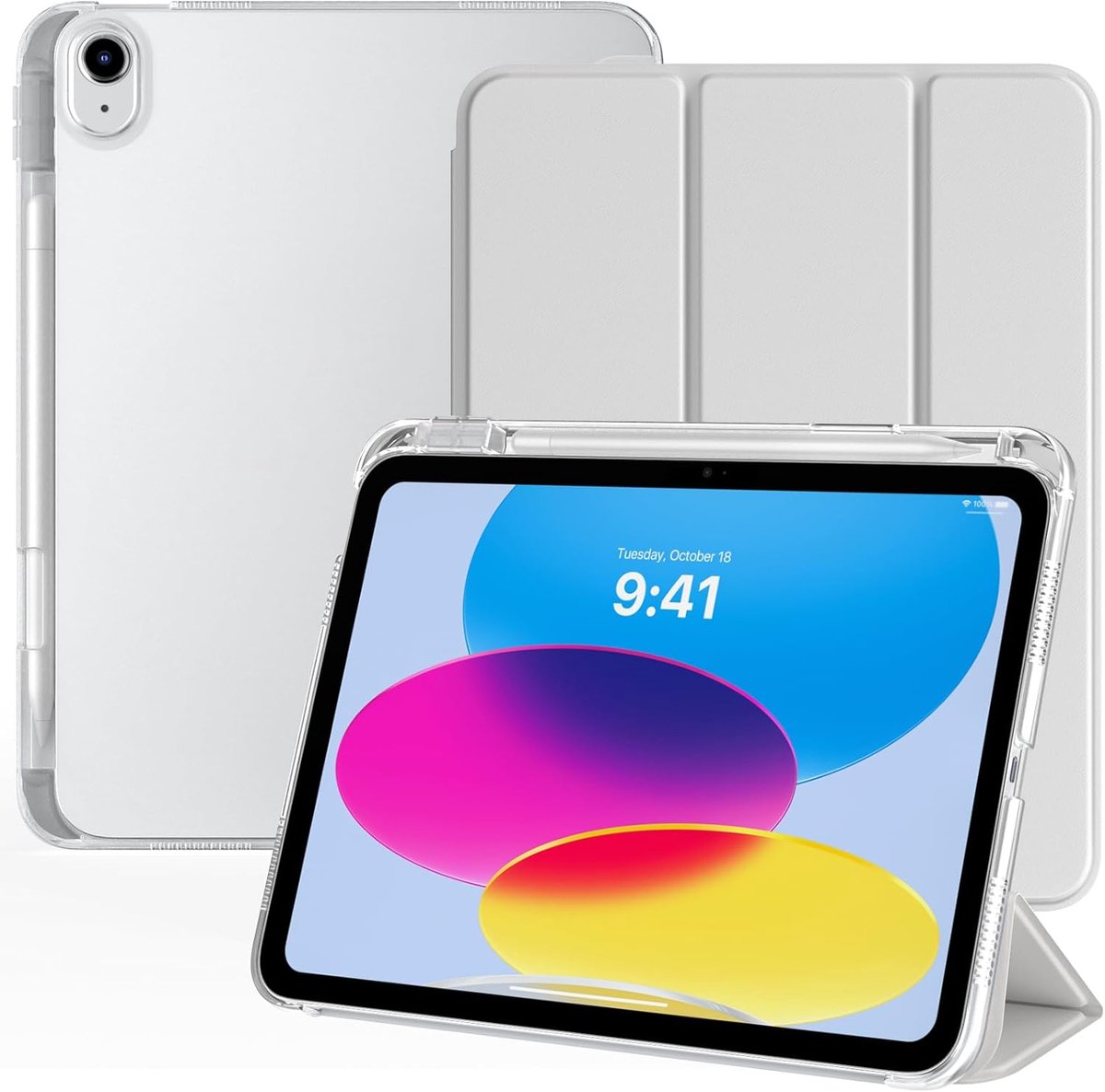 SnelShoppen - TiMOVO Hoesje voor iPad A16 11" 11e Gen & 10e Gen 10,9" - Apricot Gray - Slanke Standaardhoes met Pencilhouder, Doorshijnende Achterkant