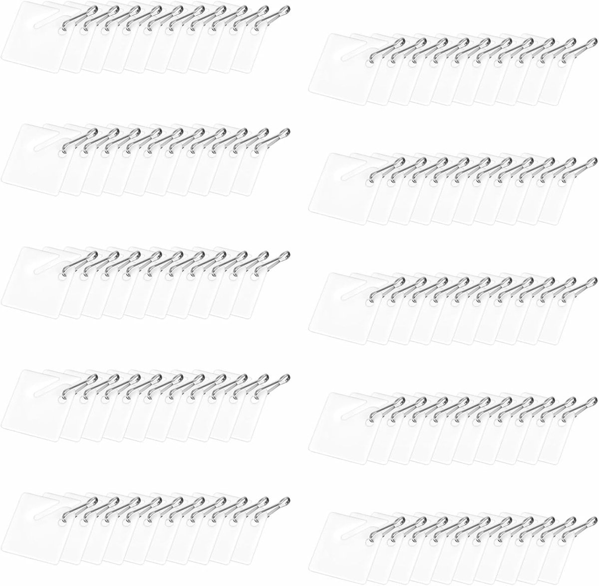 SnelShoppen - 100 Stuks Witte Plastic Sleutelhangers met Metalen Karabijnhaken, Schrijfbare Matte Vierkante Hanglabels voor Sleutelkasten, Lockers, Do