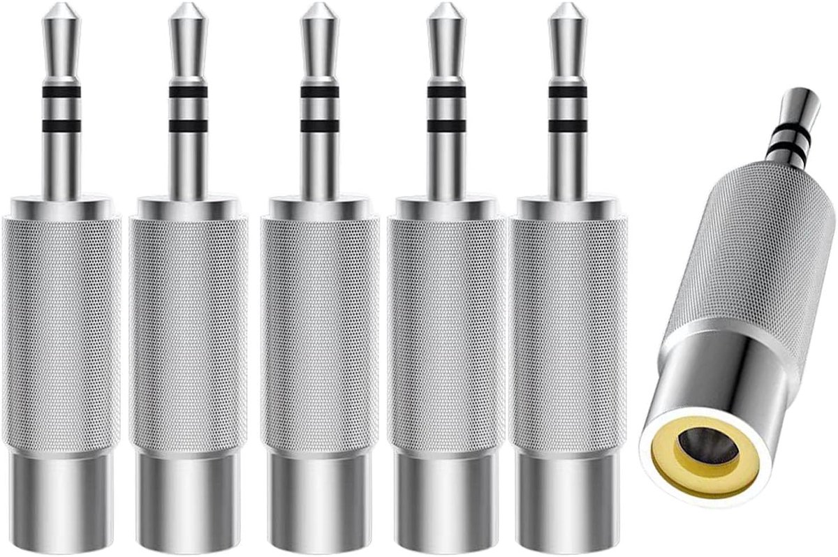 SnelShoppen - 6 Stuks 3.5mm TRS naar RCA Audio Adapter, 3-Pin 3.5mm Stereo Mannetje naar RCA Vrouwtje, Ideaal voor Hoofdtelefoons, Luidsprekers, Telef