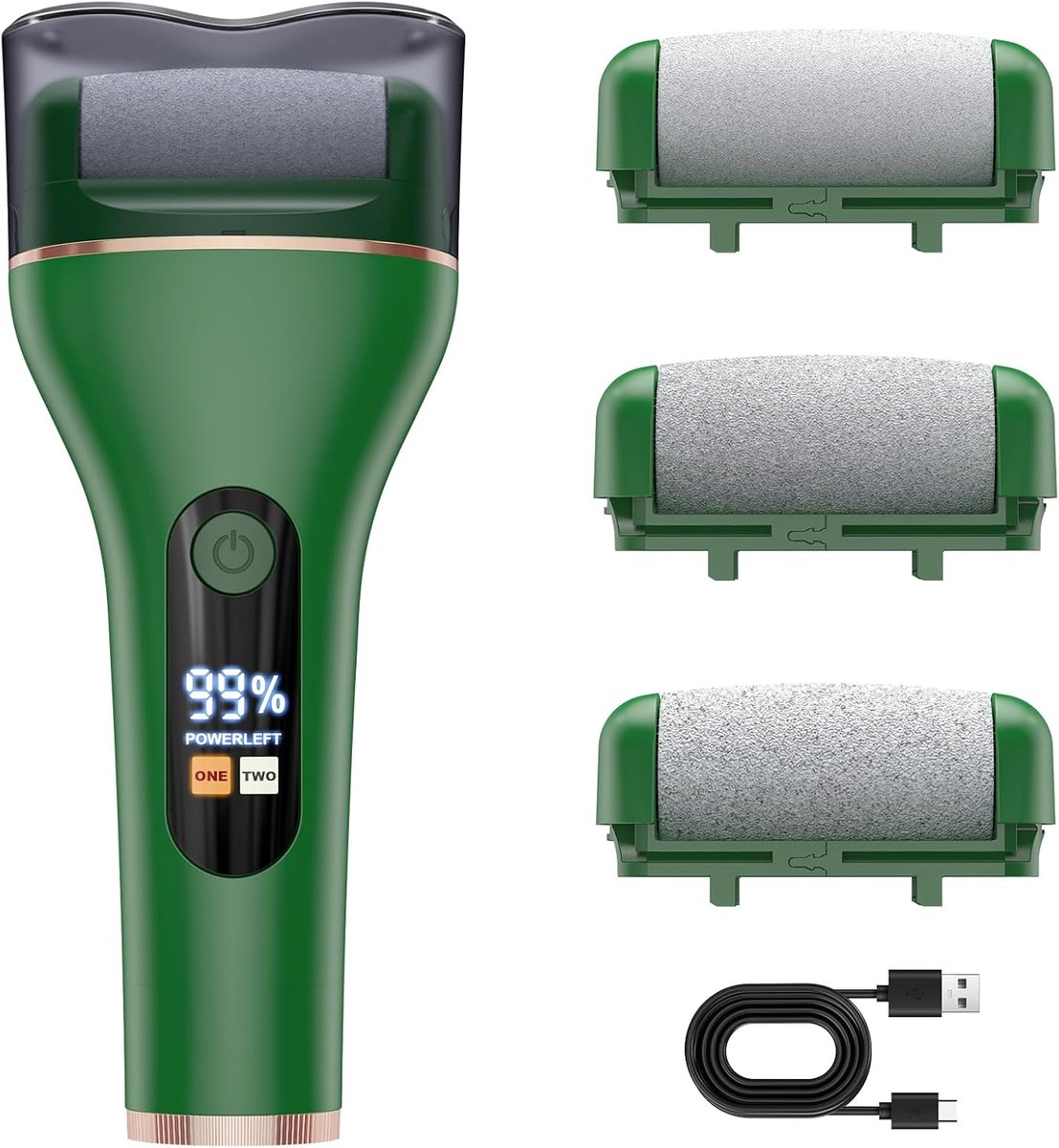 SnelShoppen - Elektrische Eelt Verwijderaar - IPX7 Waterproof, 2 Snelheden, LED Licht, LCD Display, 3 Verwisselbare Rollen voor Eeltverwijdering