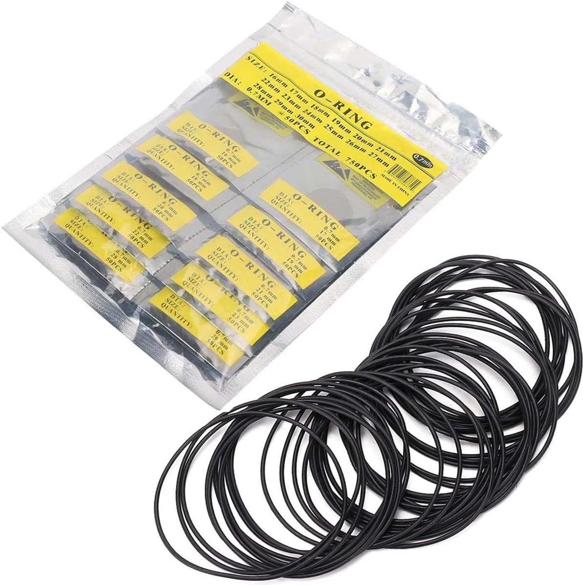 SnelShoppen - Set van 750 Ronde Rubber Dichtingen voor Horlogeherstel, Hoogwaardige Waterdichte Rubber Sealing Ringen in Diverse Maten voor Klok Repar