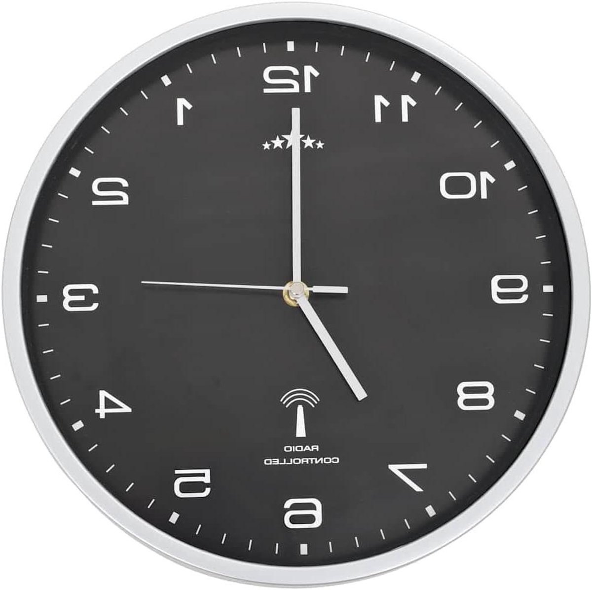 Radiografische Wandklok - Radioklok Tijdklok - Altijd Juiste Tijd - Automatische Tijdinstelling - 31 cm - Zwart