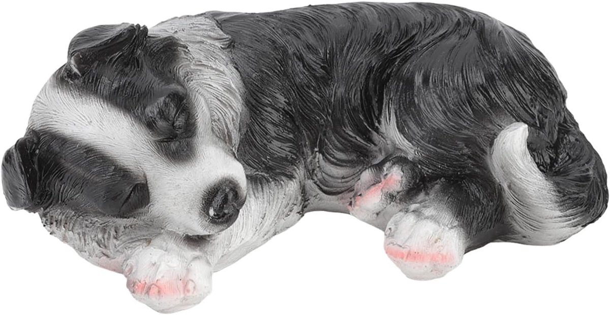 SnelShoppen - Schattige Border Collie Puppy Beelden, Fijn Vakmanschap, Waterdichte Tuin Decoratie, Lifelike Hondenbeeld, Perfect voor Tuin en Binnen