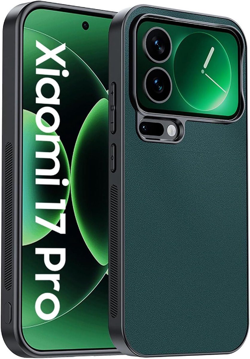 SnelShoppen - Hoesje voor Xiaomi 17 Pro, PU Leer + Hard PC Case, Anti-vingerafdruk, Anti-kras, Groene Bescherming voor Smartphone