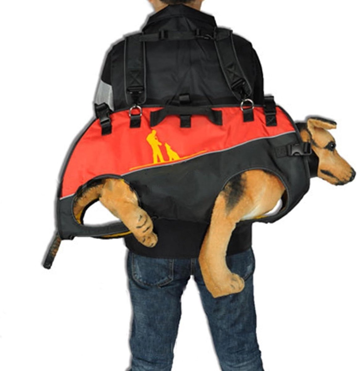 Hondenrugzak Grote Honden - Draagtas Huisdier - Ondersteuning Mobiliteit - Verstelbare Pasvorm - 30-80 kg - Rood