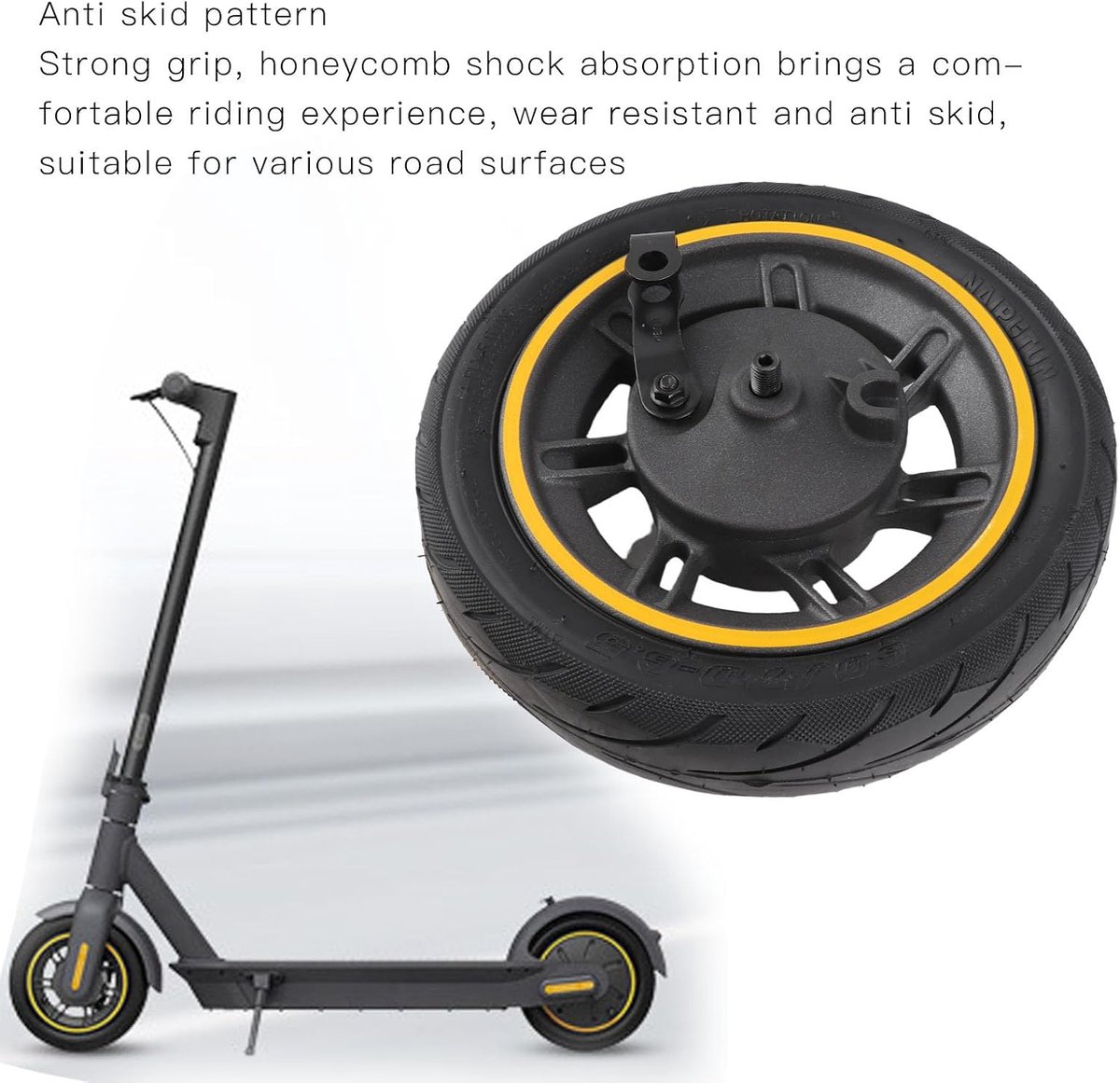 SnelShoppen - Elektrische Scooter Voorwiel voor Ninebot 9 MAX G30, 10 Inch 60/70-6.5 Vervangwiel met Trommelrem, Pneumatische Vacuumbanden, Scooter Ac