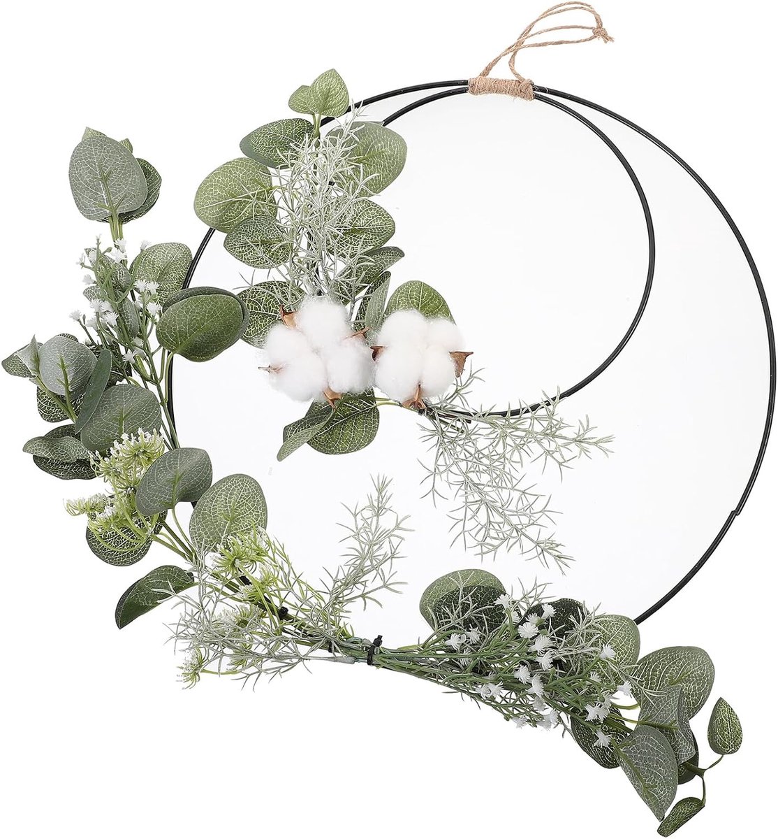 SnelShoppen - Decoratieve Deurkrans met Imitatiekatoen en Metalen Frame, Kunstbloemen voor Thuis Decoratie, Slinger voor Lente en Zomer, Wanddecoratie