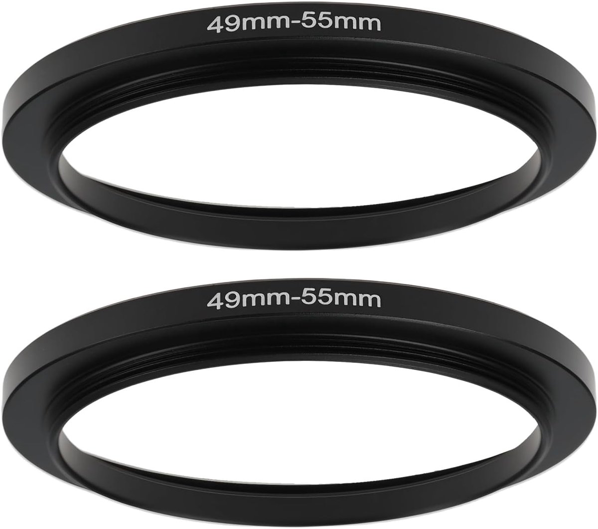 SnelShoppen - 2Pcs 49mm naar 55mm Aluminium Legering Step Up Ring Lens Adapter voor Camera - 49mm Mannelijk naar 55mm Vrouwelijk Filter Mount - Zwart