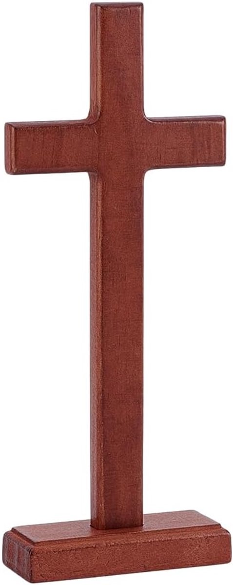 SnelShoppen - Houten Kruis voor Tafel en Muur - 21.3cm Christelijk Decor - Stevig en Duurzaam - Voor Pasen, Doop, Kerst, Thuis en Kerk - Rustiek Hout