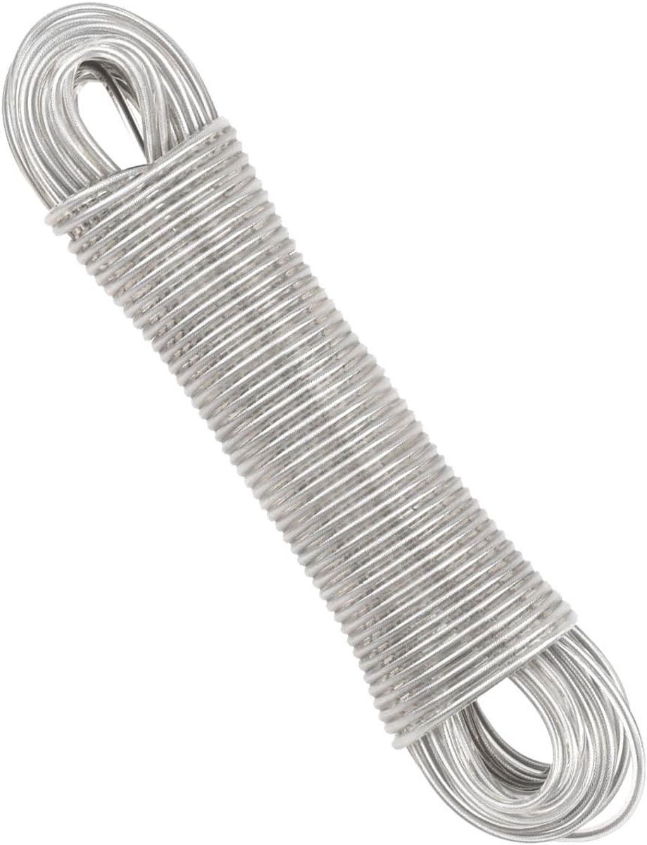 Waslijn - Transparant - 30 m - Extra Sterke Waslijn met Stalen Kern - Voor Buiten en Camping