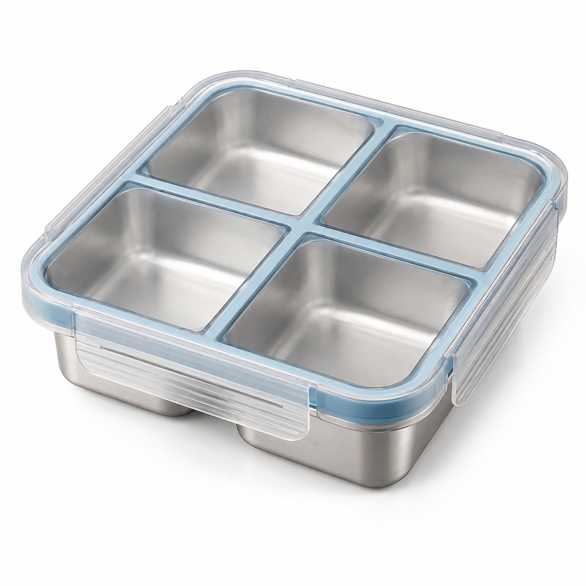 VHV - Lunchbox met 4 vakken - RVS 304 - Portiecontrole - Met deksel