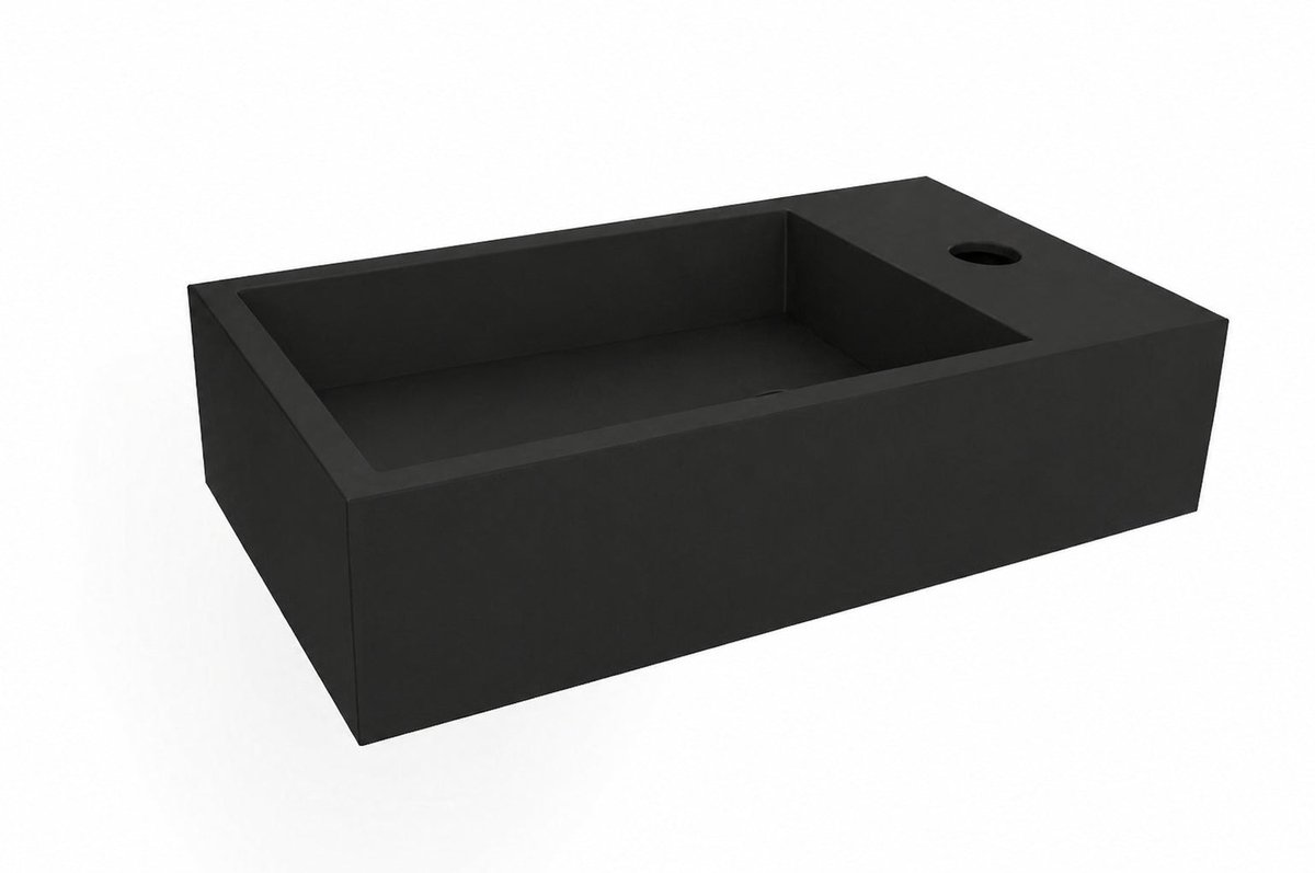 Lotte fontein rechts 40 x 22 x 10 cm solid surface mat zwart