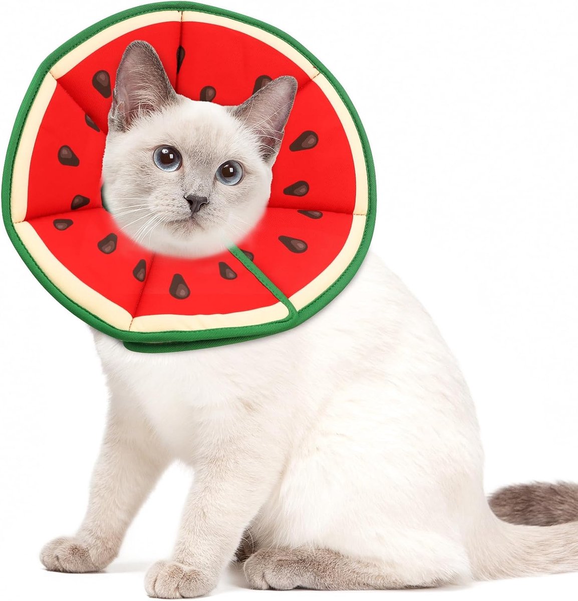 KZQ Zachte Verstelbare Kattenhalsband Met Donut Watermeloen Design – Bescherming Na Operatie Voor Puppy En Kat – Maat S