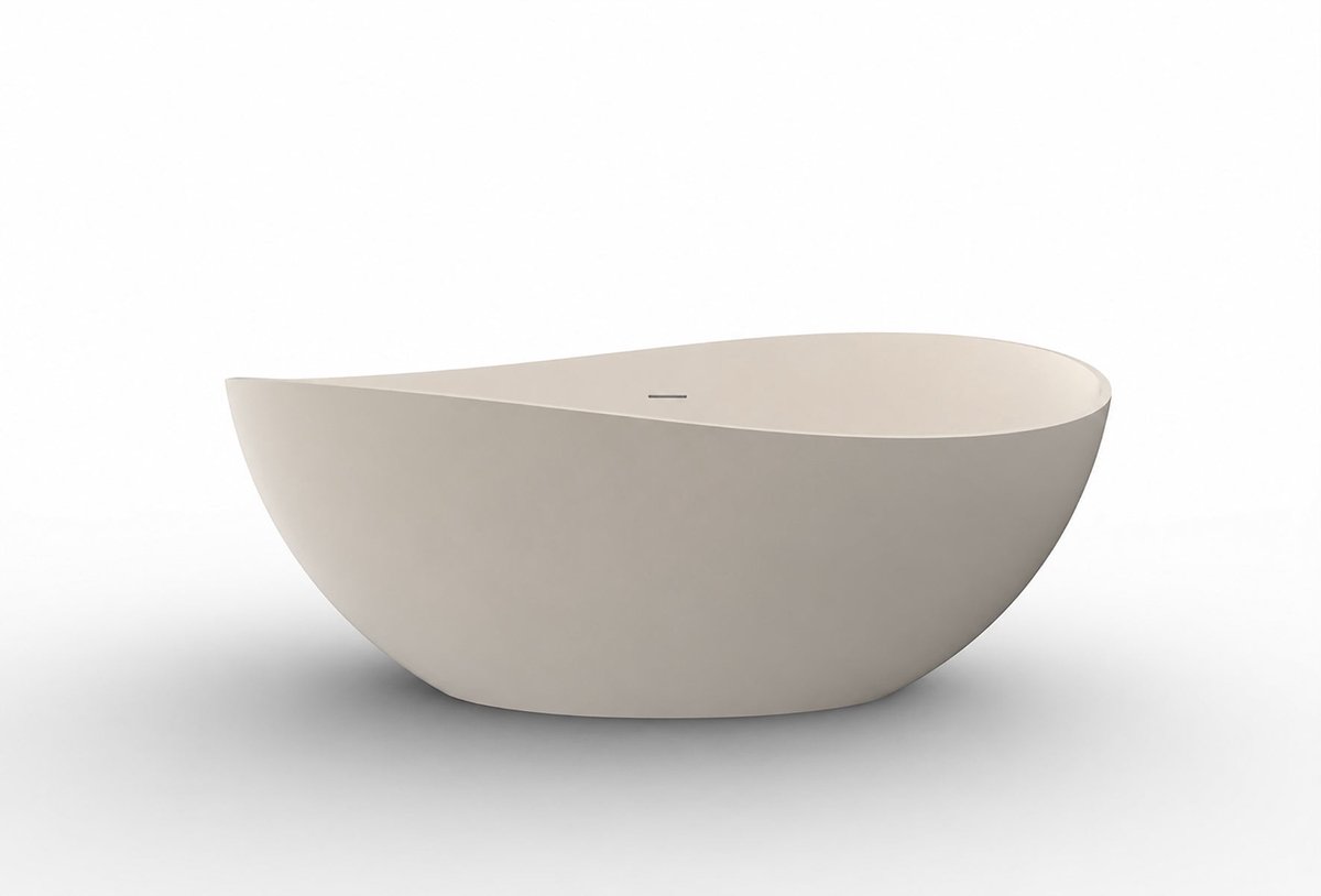 Wiesbaden Waive Vrijstaand Ligbad 160 x 95 cm - Solid Surface Beige