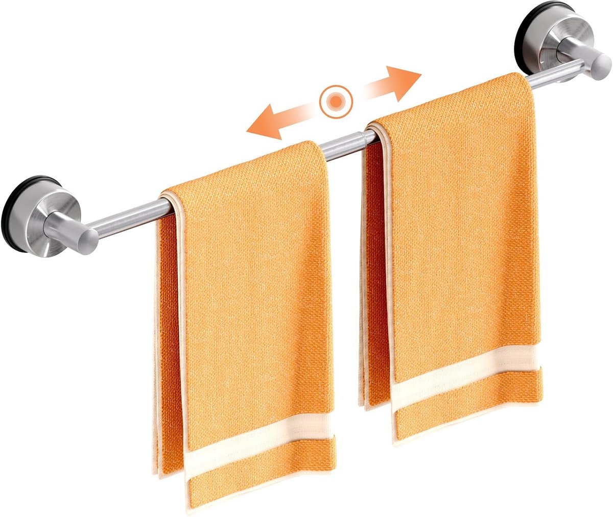 Handdoekstang - Uitschuifbaar RVS handdoekrek met zuignap - Zonder boren - Voor badkamer, douche, glazen deur en tegelwand - 1 stuk - 28,7-56,3 cm - Zilver