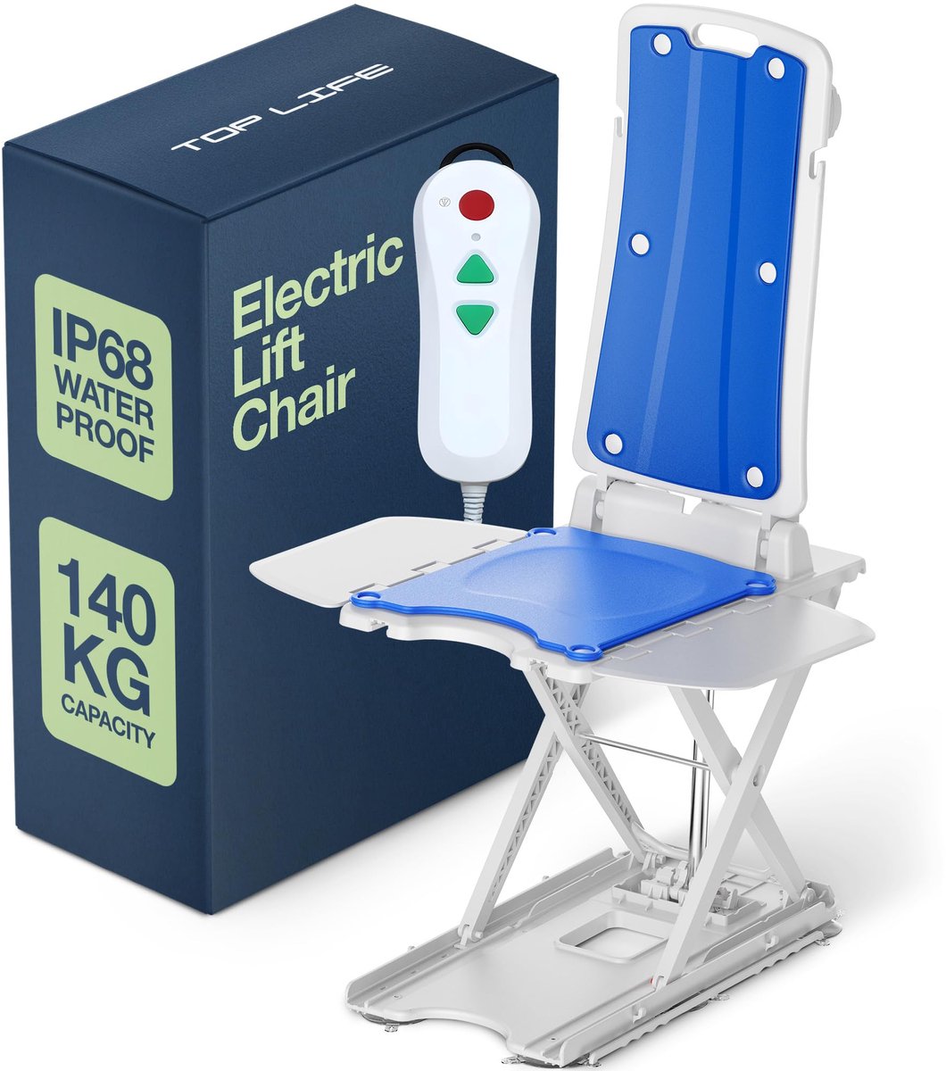 SnelShoppen - Elektrische stoelhef voor ouderen - Gemotoriseerde draagbare vloerhef met afstandsbediening, verstelbare hoogte, IP68-waterdicht, ergono