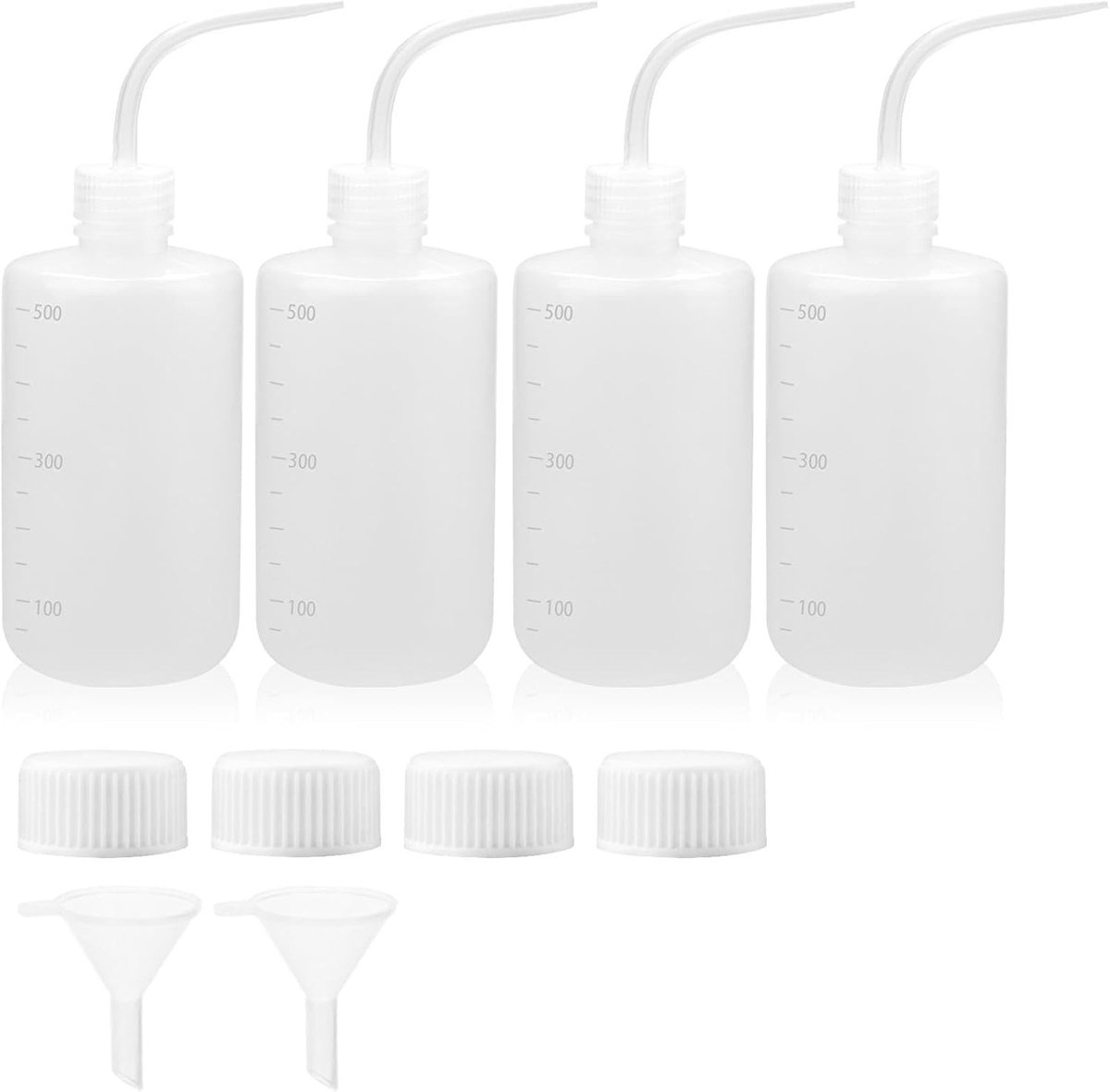 Squeeze Fles 500ml 4 Stuks Veiligheidsfles Plastic Tattoo Flessen met Schaal en Doppen voor Laboratorium, Tuin, DIY en Airbrush Gebruik