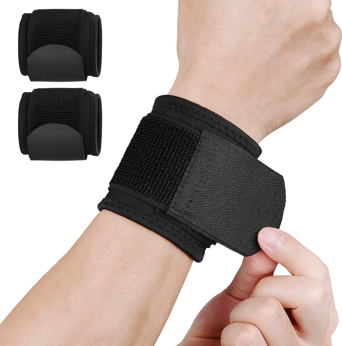 2 Stuks Polsbrace Fitness - Fitness Polsbandage - Verstelbare Polsbandage met Dubbele Compressie - Polsbescherming voor Workout, Gewichtheffen en Krachttraining