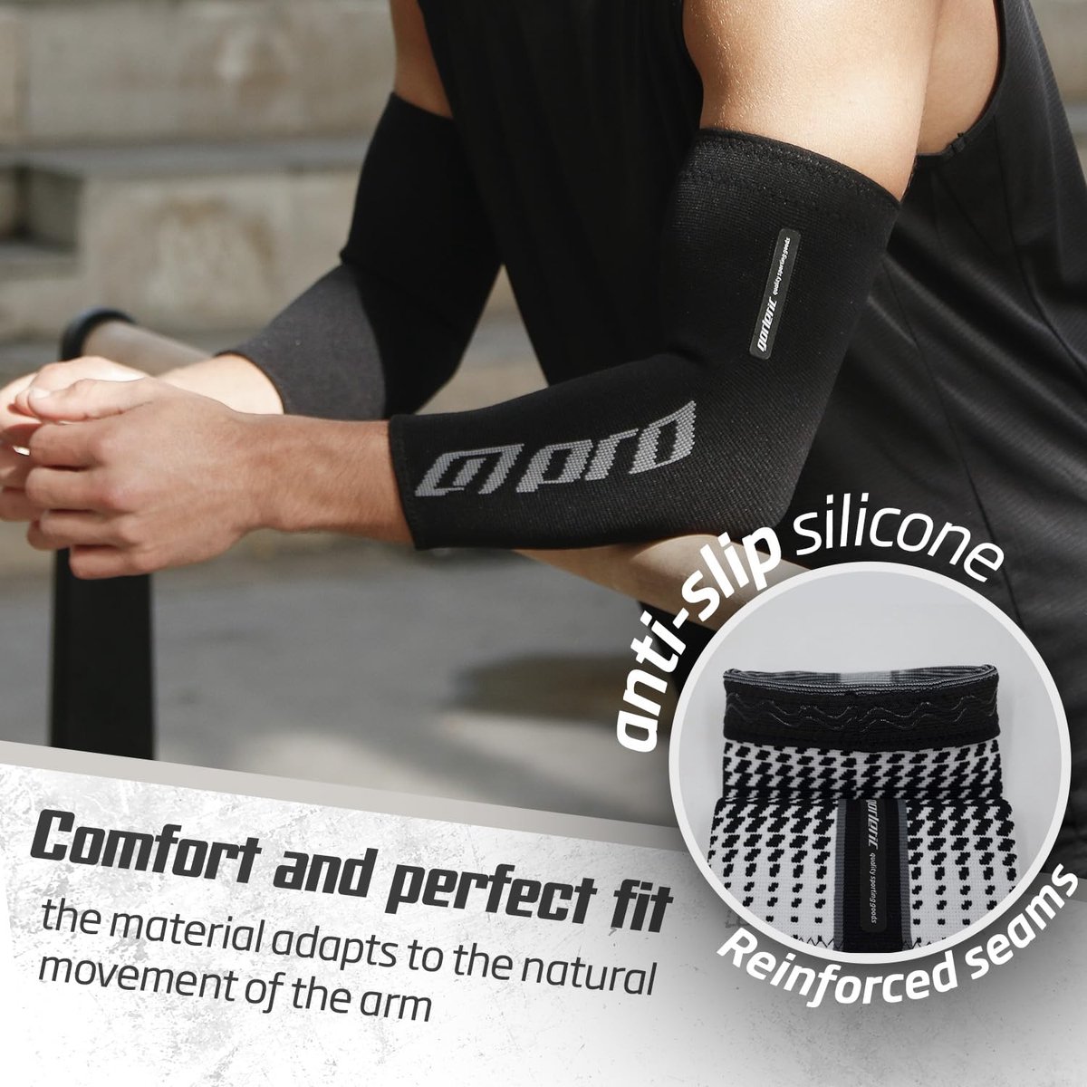 SnelShoppen - Elleboog-compressiemanchetten (paar) - Antislip en Elastisch voor Calisthenics, Fitness, Gym - Heren/Dames - Maat M - Zwart
