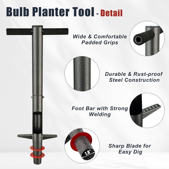 Bloembollen Planter - Tuin Gereedschap - Planten Bollen - Lange Handgreep - 33.5 Inch — afbeelding 5