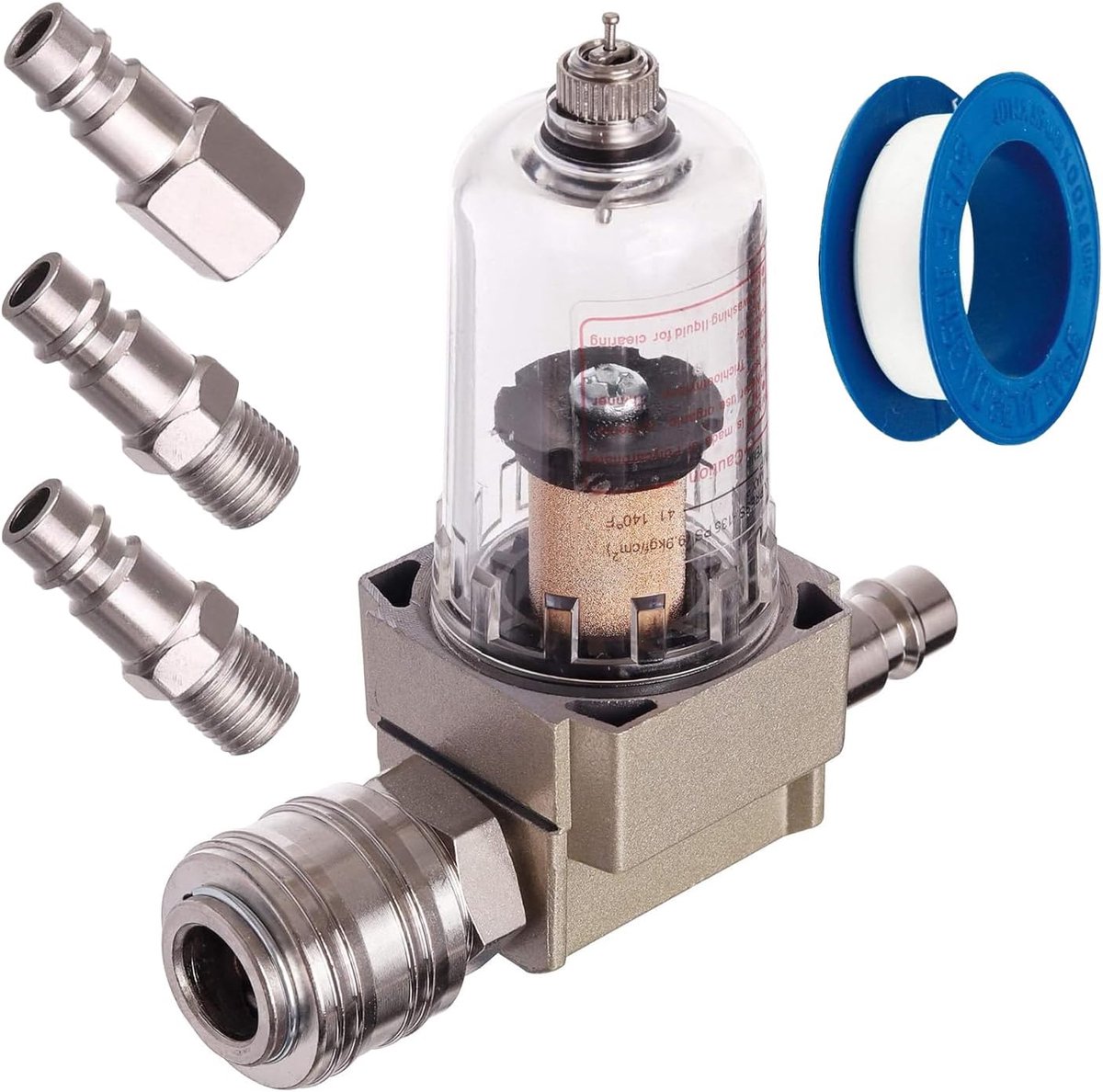carmdering - 1x Premium Perslucht-Waterafscheider, 1/4" Draad met Snelle Koppeling voor Droge Lucht in Pneumatische Tools
