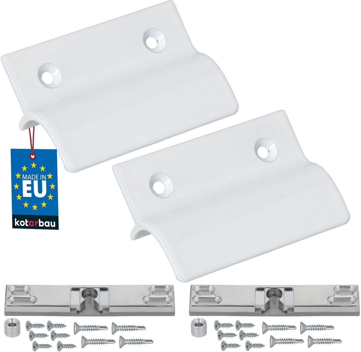 KOTARBAU® 2 Stuks - Balkondeurgreep - Terrasdeurgreep - met Balkondeur Snapper - Wit - Deurgreep Balkon - Terrasdeurgreep met Afstandhouder - Aluminium