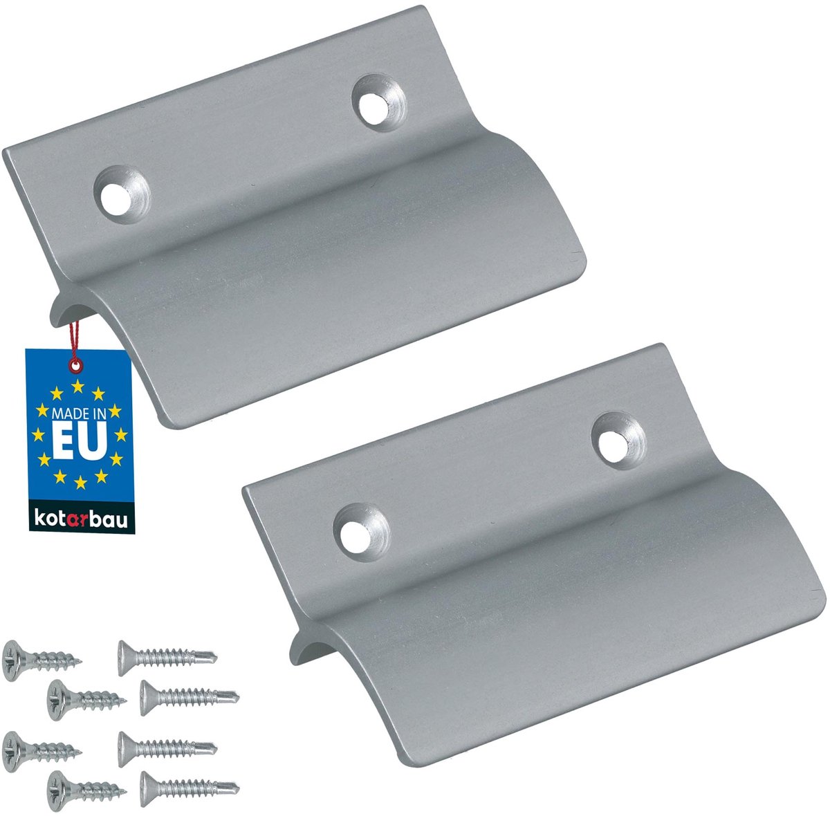 KOTARBAU® 2 Stuks - Balkondeurgreep - Terrasdeurgreep 65 x 45 mm - Aluminium - Deurgreep Balkon - Terrasdeurgreep met Brug - Zilver