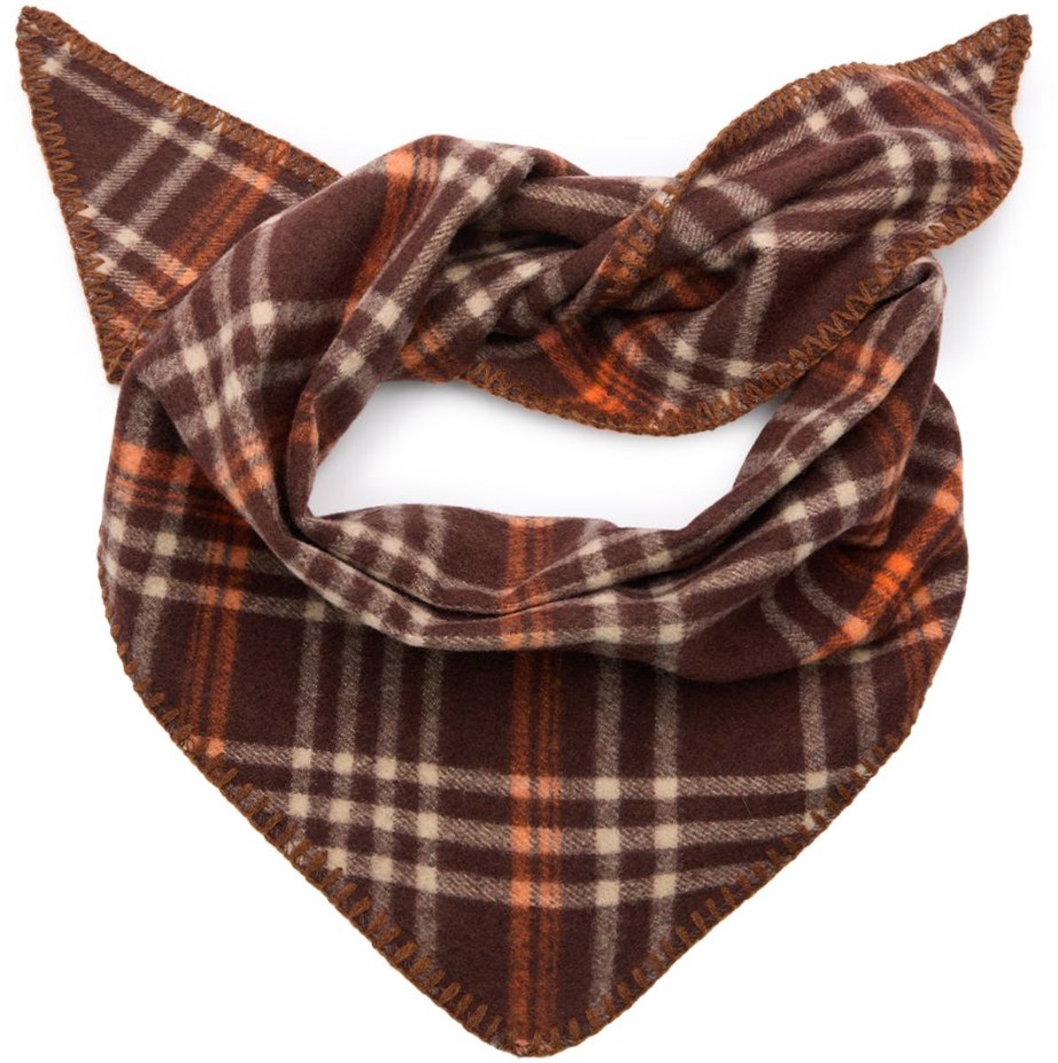 Manfield - Dames - Bruine geruite triangel sjaaltje - Maat 1