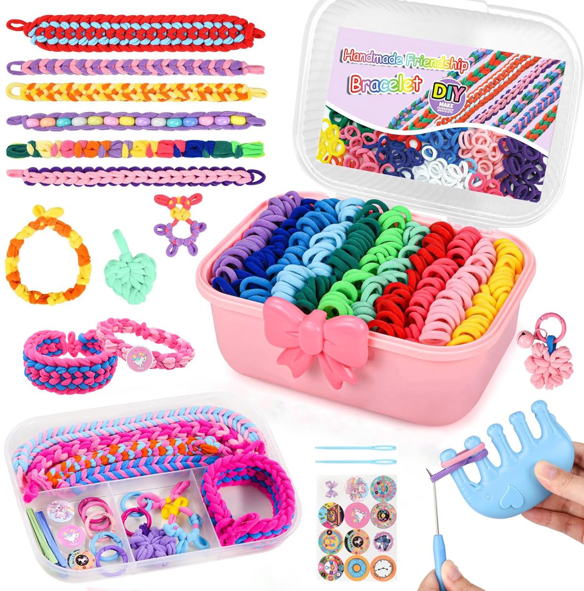 Namajunas - Loombandjes Starterspakket - 1000-Delig - 12 Kleuren - Loombandjes - Loom Elastiekjes - Loombandjes Koffer - Loombandjes Soft - Loomen Pakket - Knutselen Meisjes - Knutselen voor Kinderen - Haarelastiekjes - Sieraden Maken - Met Haarclip
