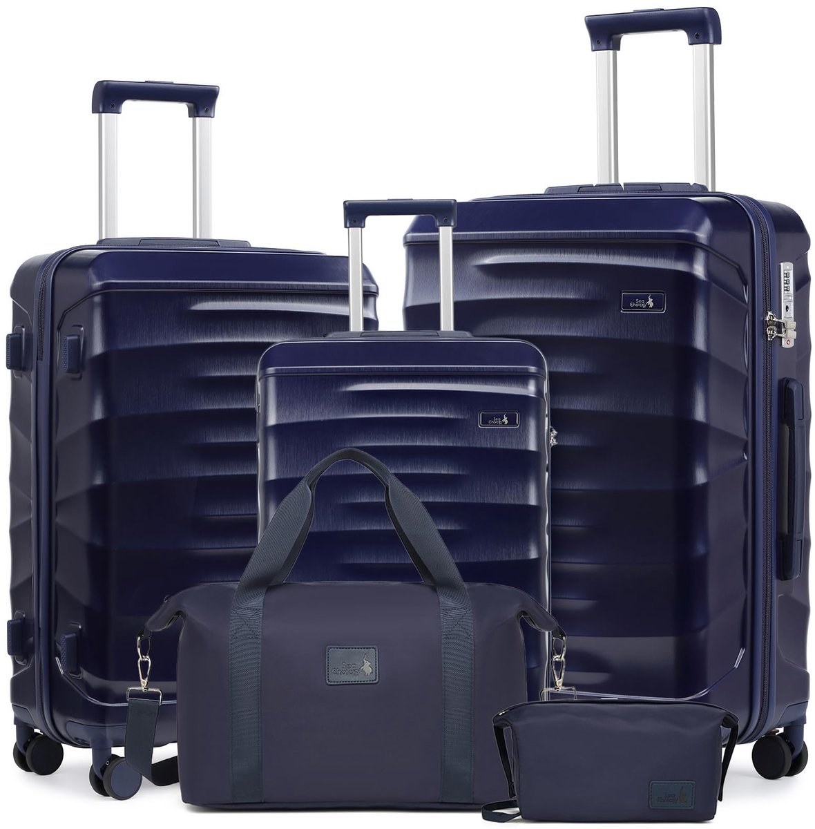 SnelShoppen - 5-delige kofferset 20/24/28 inch ABS Reiskoffer Grote Capaciteit Trolley Handbagage met 1 Reistas en 1 Toilettas met TSA Slot en 8 Spinn