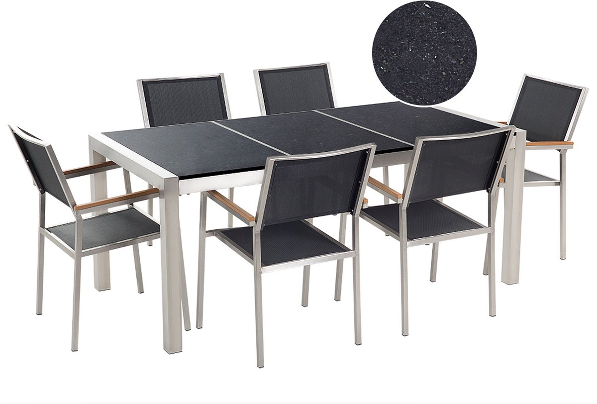GROSSETO - Tuinset voor 6 - Zwart - Graniet