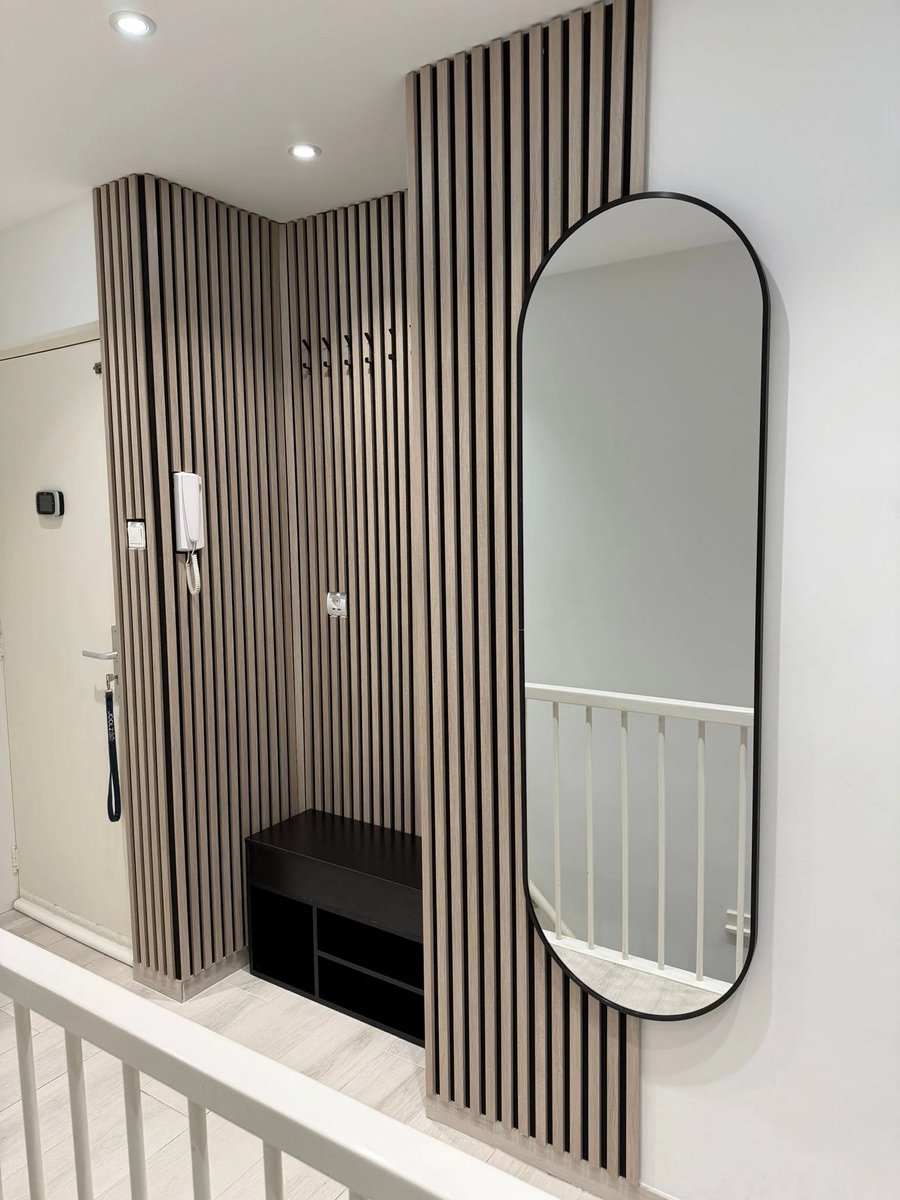 akoestische Wandpaneel(Latten wanden) | 60x280x18 cm | Rustiek Eiken | 25 mm Latten - MDF Wandpaneel - Akoestische Wandbekleding - Moderne Wanddecoratie - Eenvoudige Montage - Acoustic Wall Panel - Akupanel Slat Wall - Sound Absorbing Wall Panel