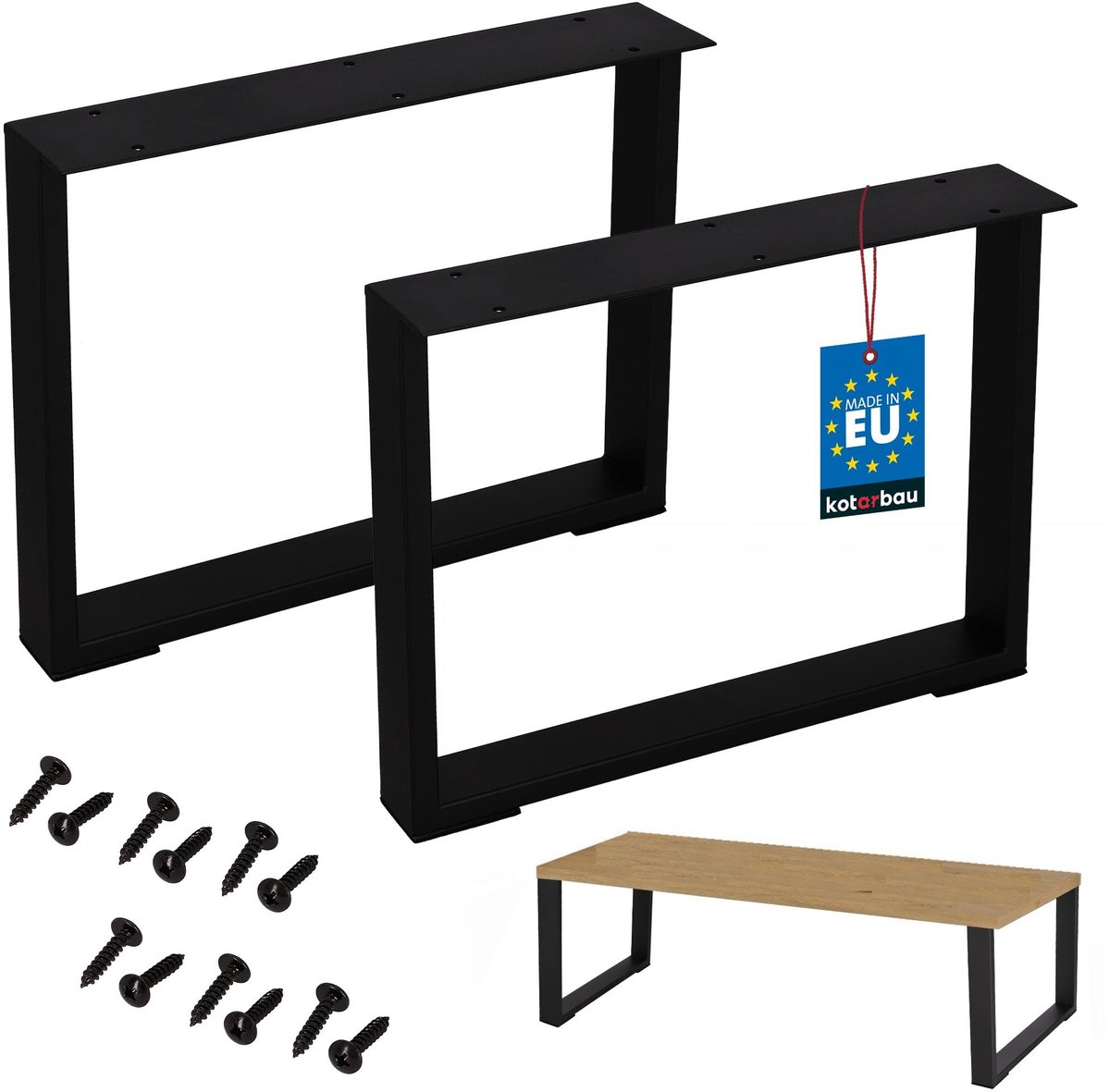 KOTARBAU® Tafelpoten - Metalen Meubelpoten - Bureaupoten 40 x 50 cm - Stalen Tafelpoten - Industrieel - Gepoedercoat Staal - Zwart