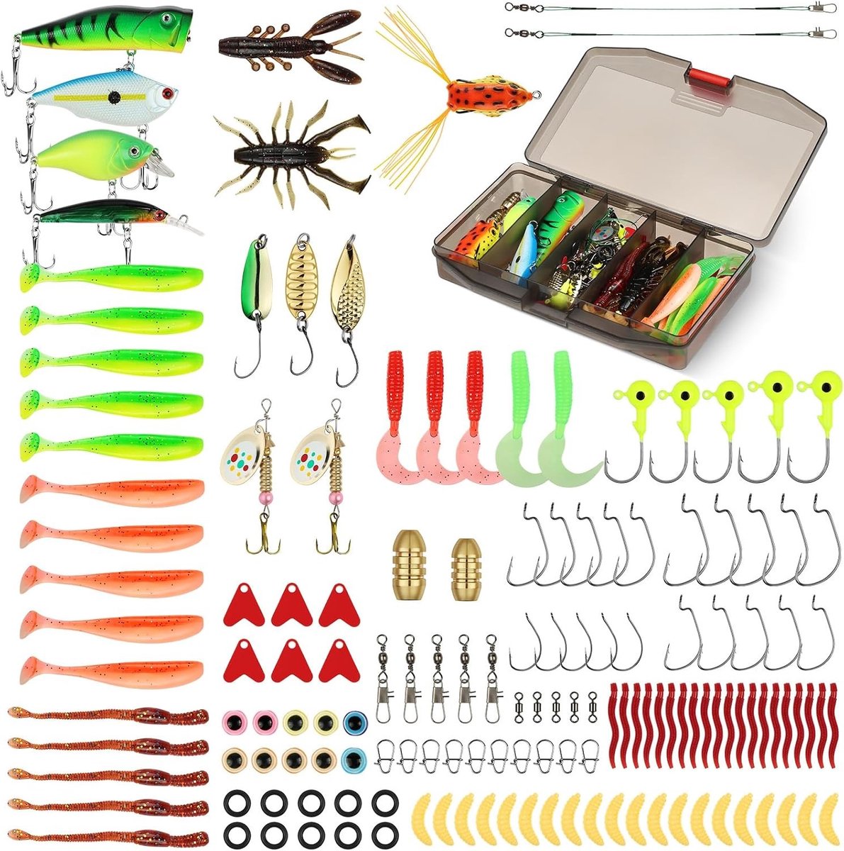 147 Stuks Gemengde Kunstaas Set voor Vissen - Inclusief Spinners, Haken en Tacklebox