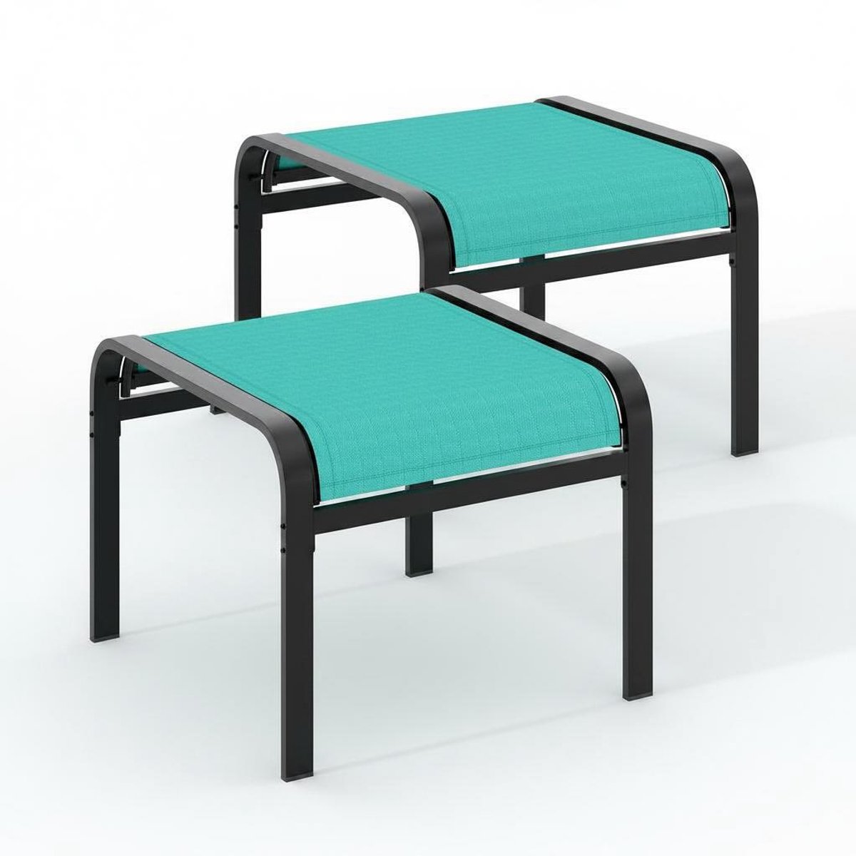 Triumpunpre Voetenbankje voor Buiten - Textiel Voetensteun met Stevig IJzeren Frame voor Tuin, Terras en Zwembad - Waterafstotend Ademend Turquoise Blauwgroen