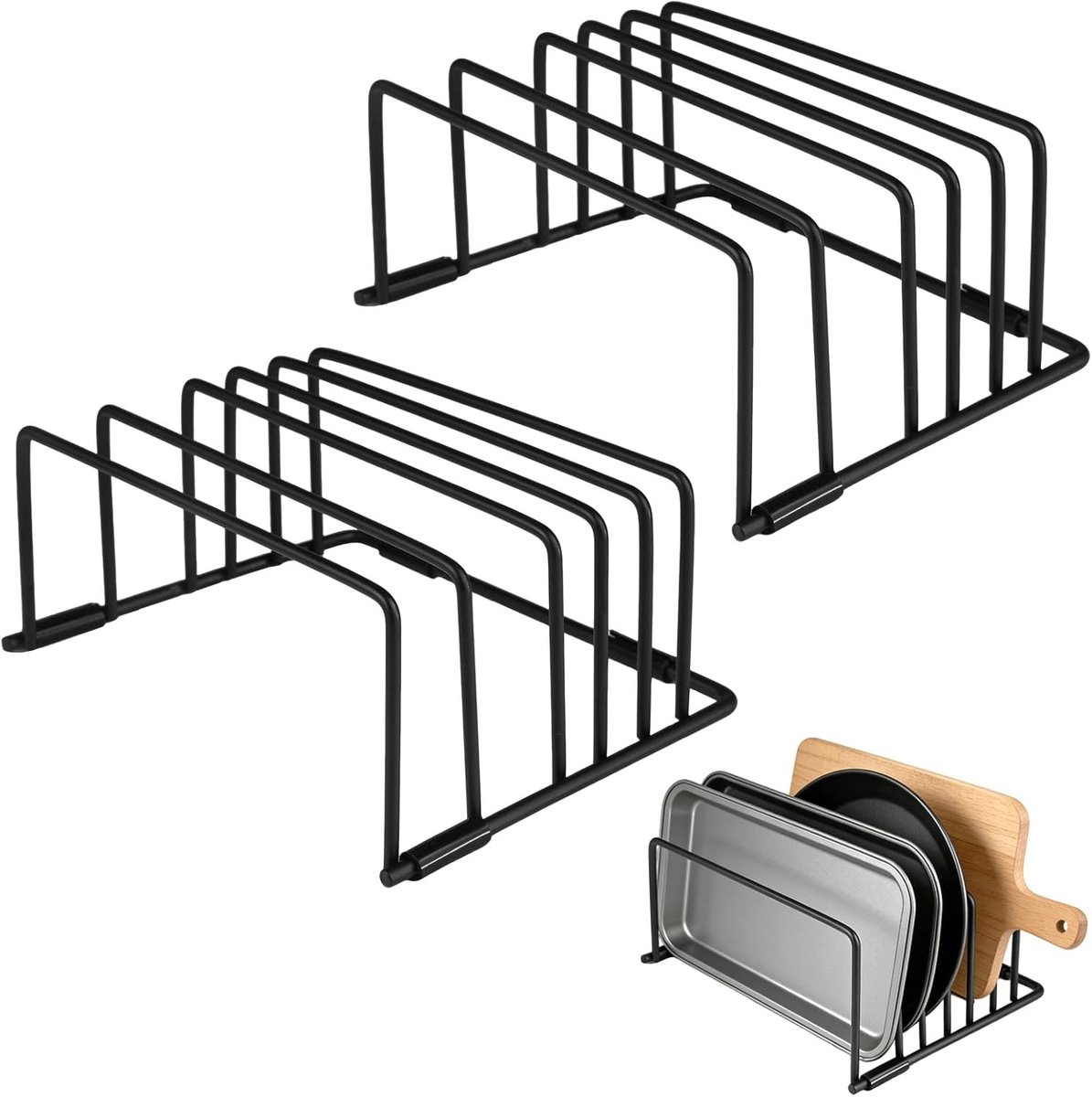 Snijplankhouder met 5 Compartimenten voor Potdeksels en Keukenaccessoires - 18x14x8 cm, Perfect voor Snijplanken en Bakplaten