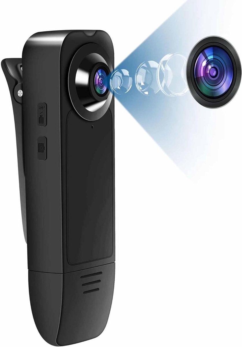 Mini Camera - Bodycam Opname - Bewaking Binnen Buiten - Bewegingsdetectie Nachtzicht - 32GB Geheugen - Zwart