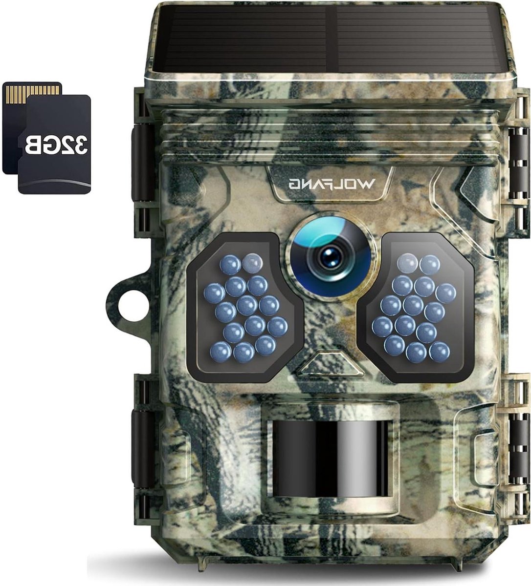Solar Wildlife Camera - Trailcamera Outdoor - Natuurlijk Gedrag Observeren - 4K Resolutie 48MP - IP66 Waterdicht - Groen