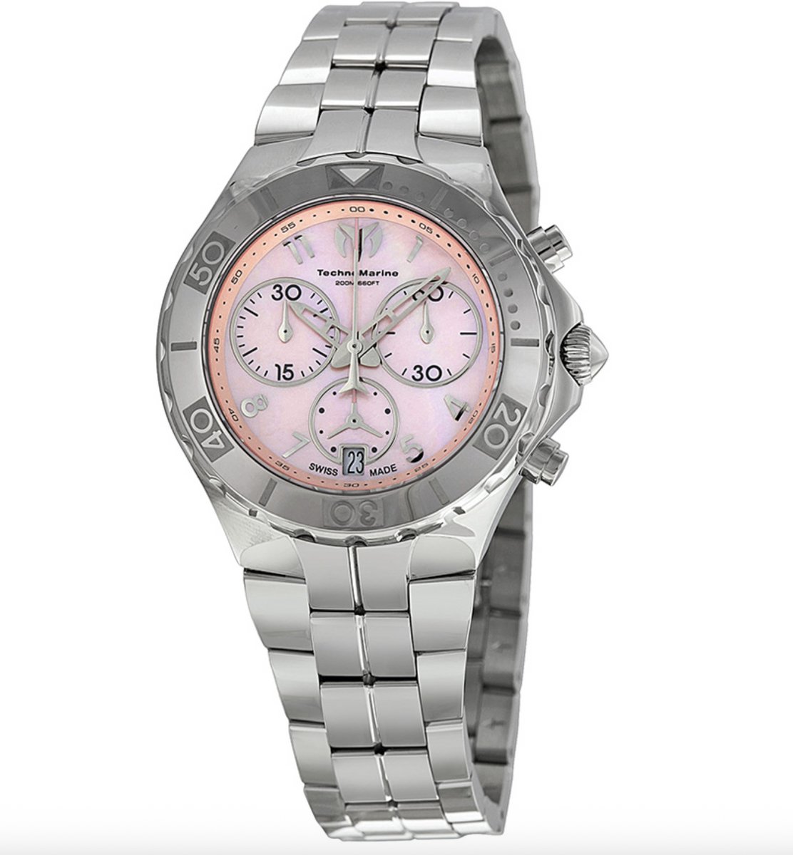 TechnoMarine Sea Pearl 713006 Dameshorloge – Chronograaf – Roze Wijzerplaat – RVS – 36 mm – 200 Meter Waterdicht